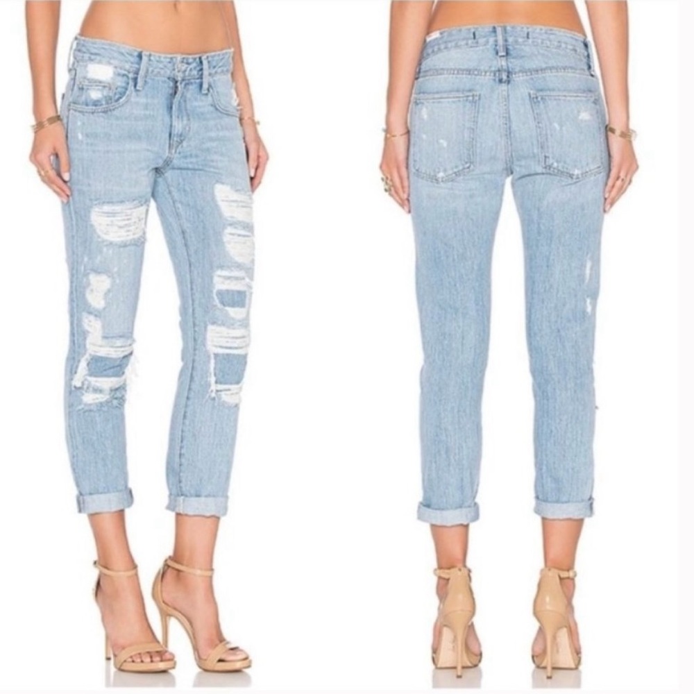 Lovers + Friends Ezra light-wash slim boyfriend jeans Size 24